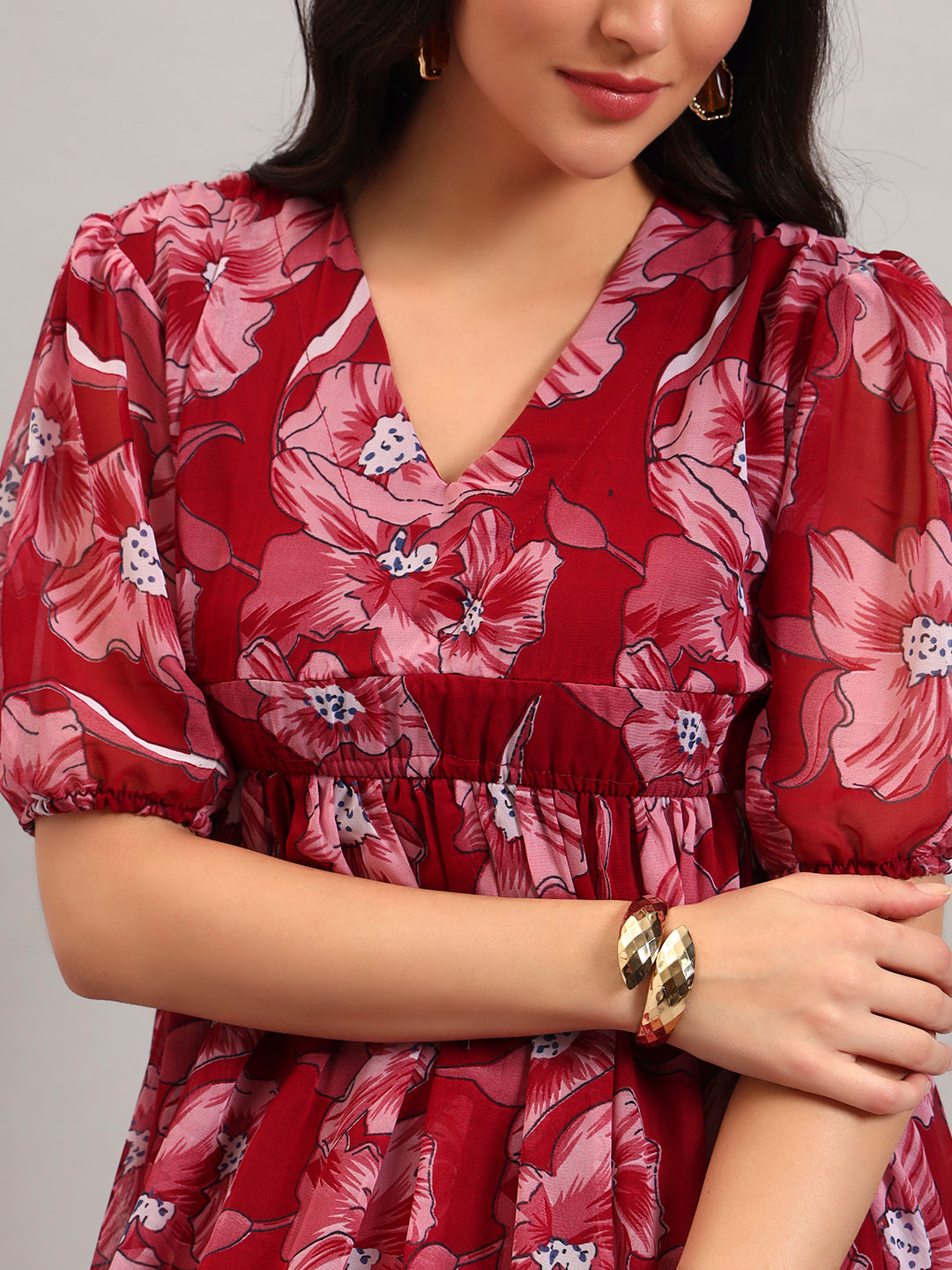 Women Maroon Fit & Flared Dress