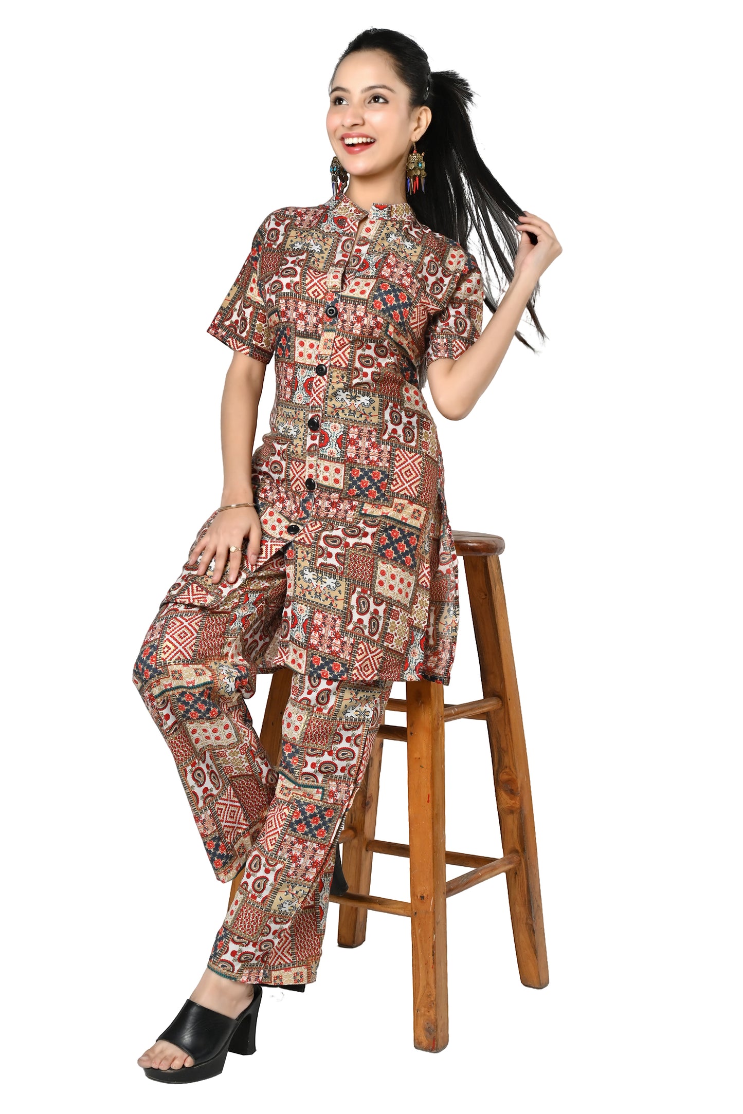 Women Printed Mandarin Co-Ords