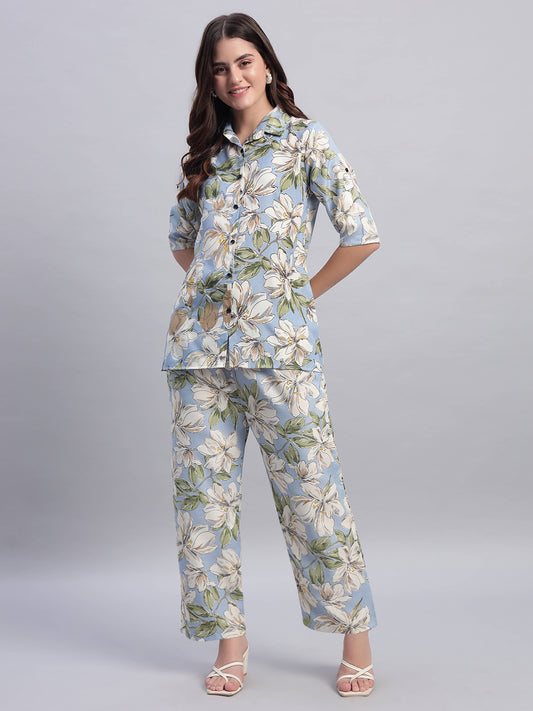 Women Floral Printed Shirt Co-Ords