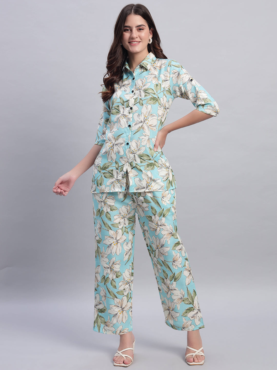 Women Floral Printed Shirt Co-Ords