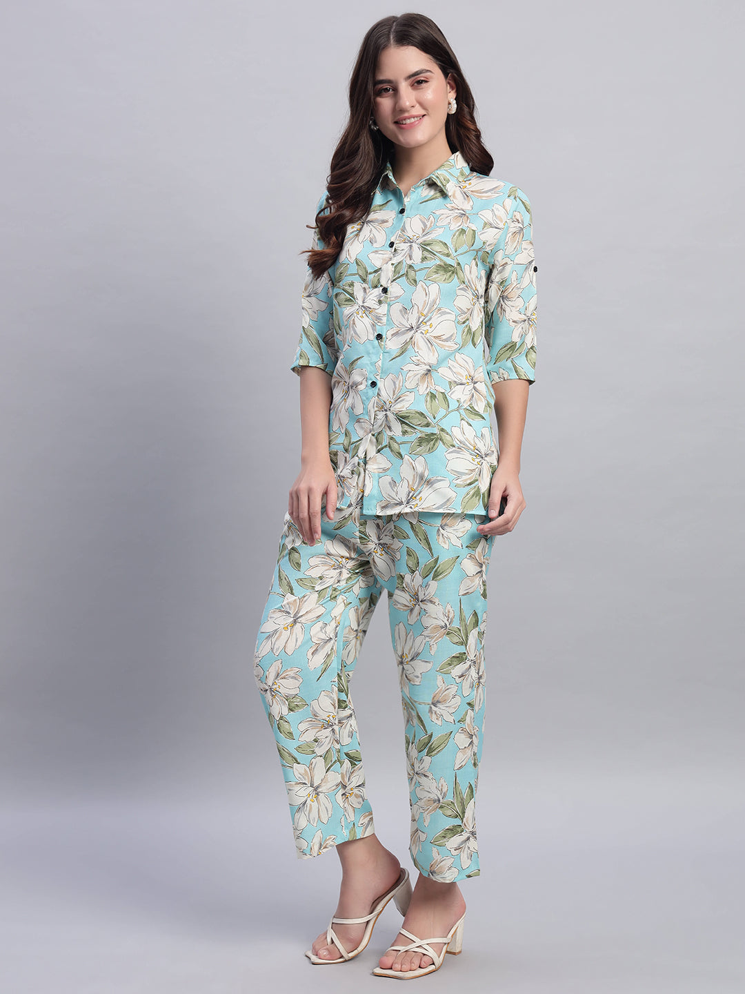 Women Floral Printed Shirt Co-Ords