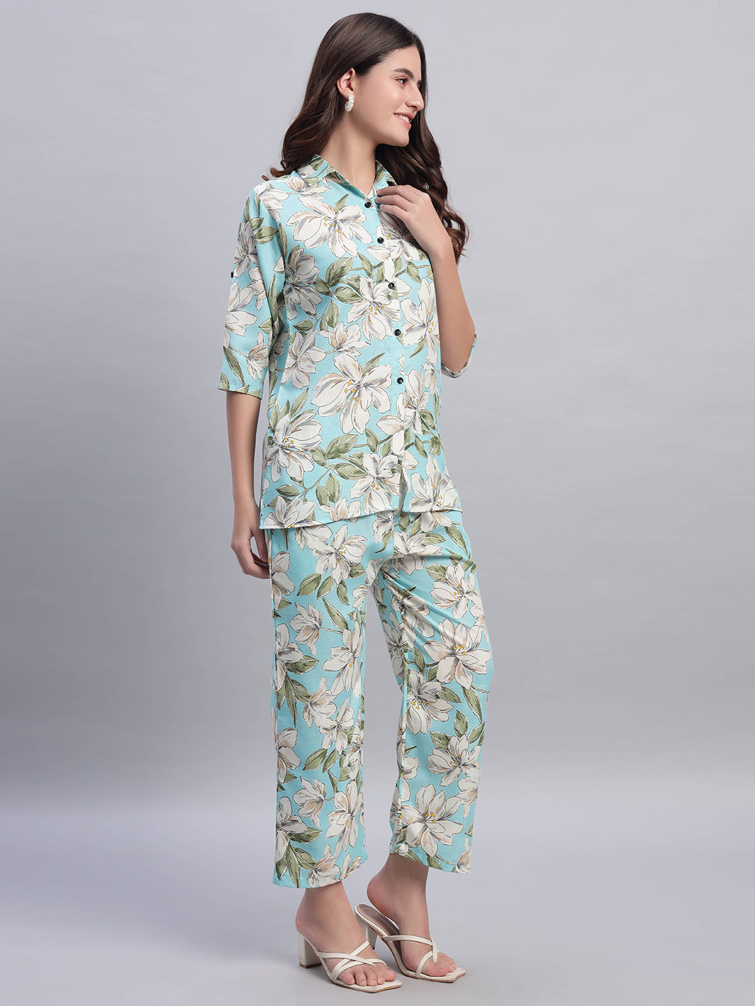 Women Floral Printed Shirt Co-Ords