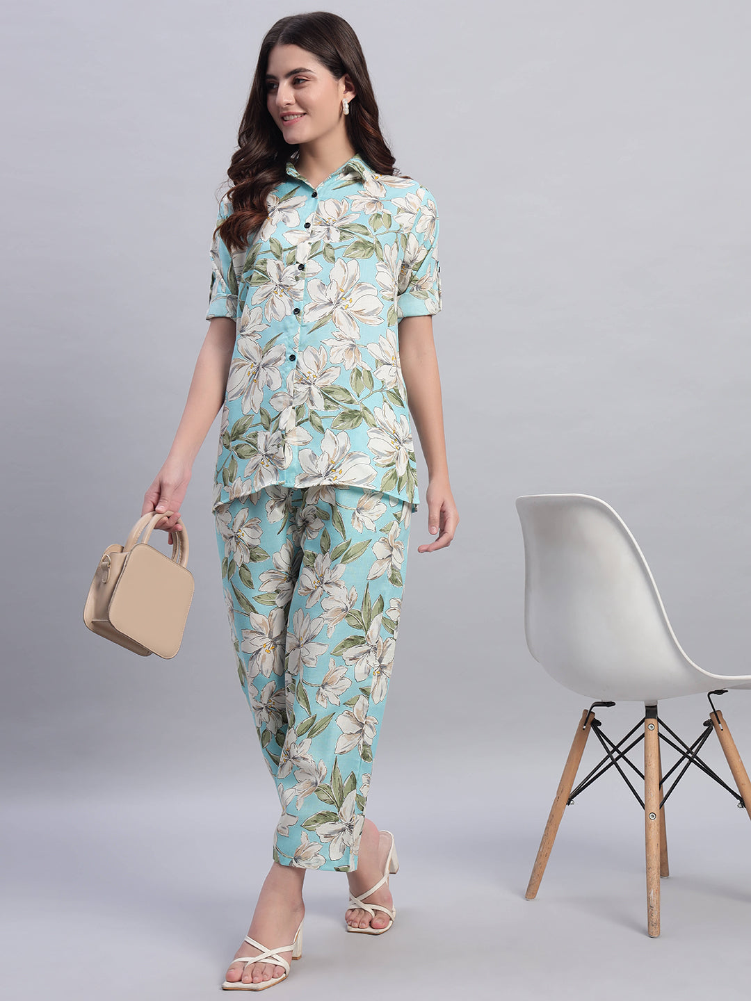 Women Floral Printed Shirt Co-Ords