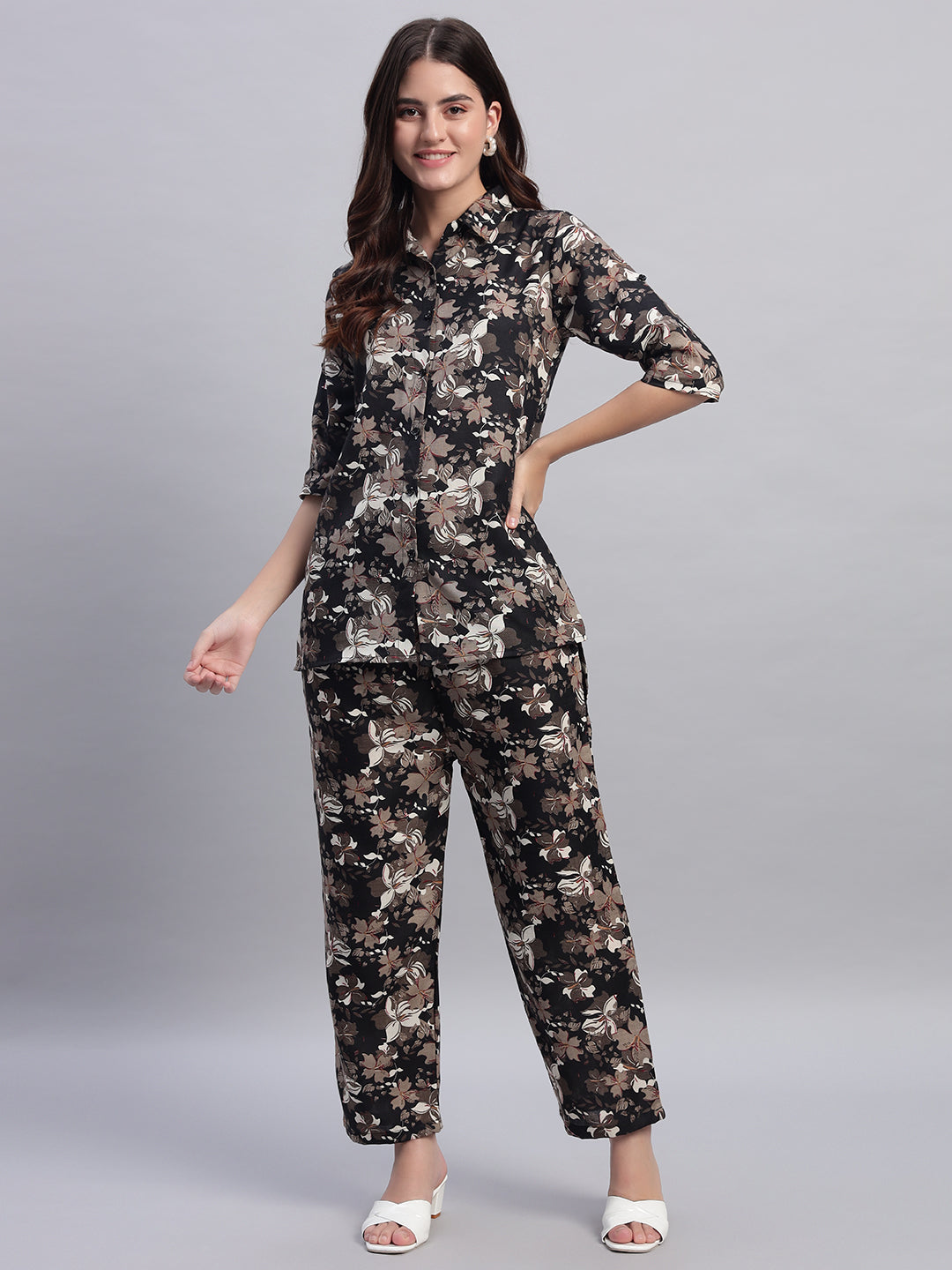 Women Floral Printed Shirt Co-Ords