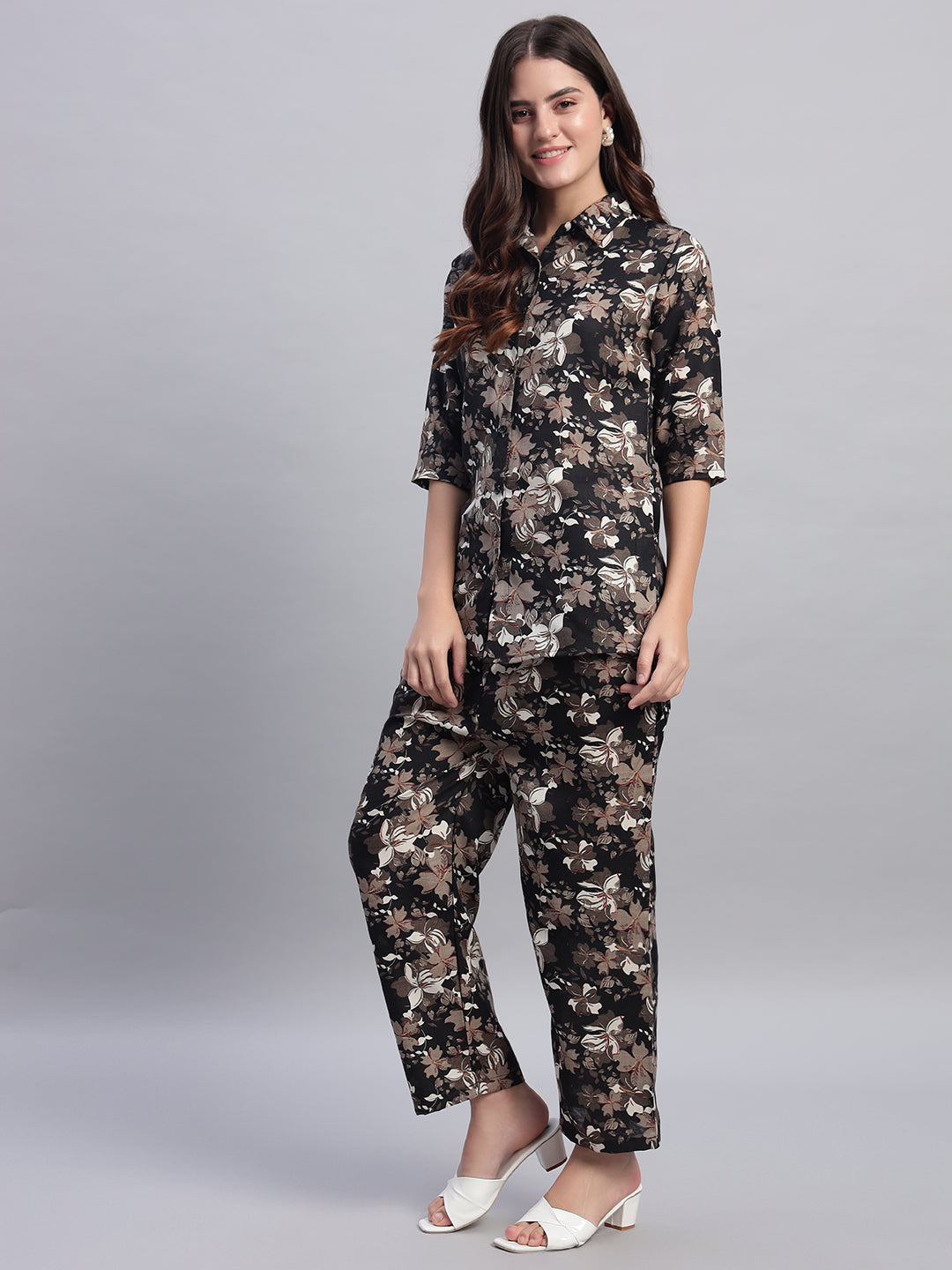 Women Floral Printed Shirt Co-Ords