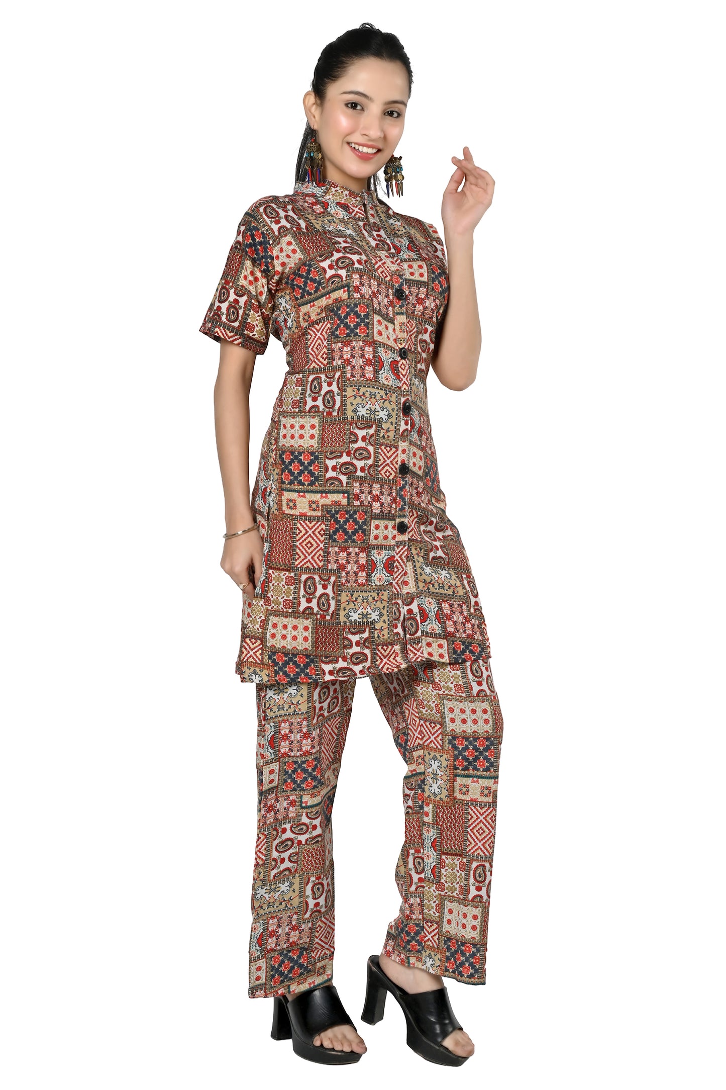 Women Printed Mandarin Co-Ords