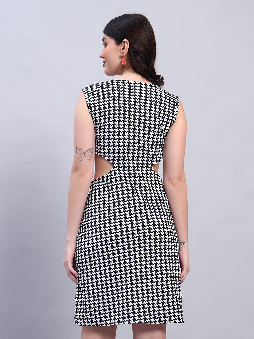 Women Striped Black fited Dress