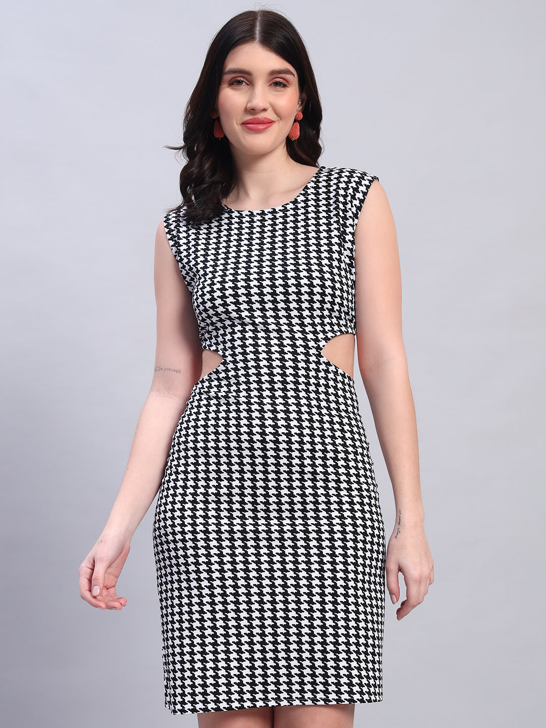 Women Striped Black fited Dress