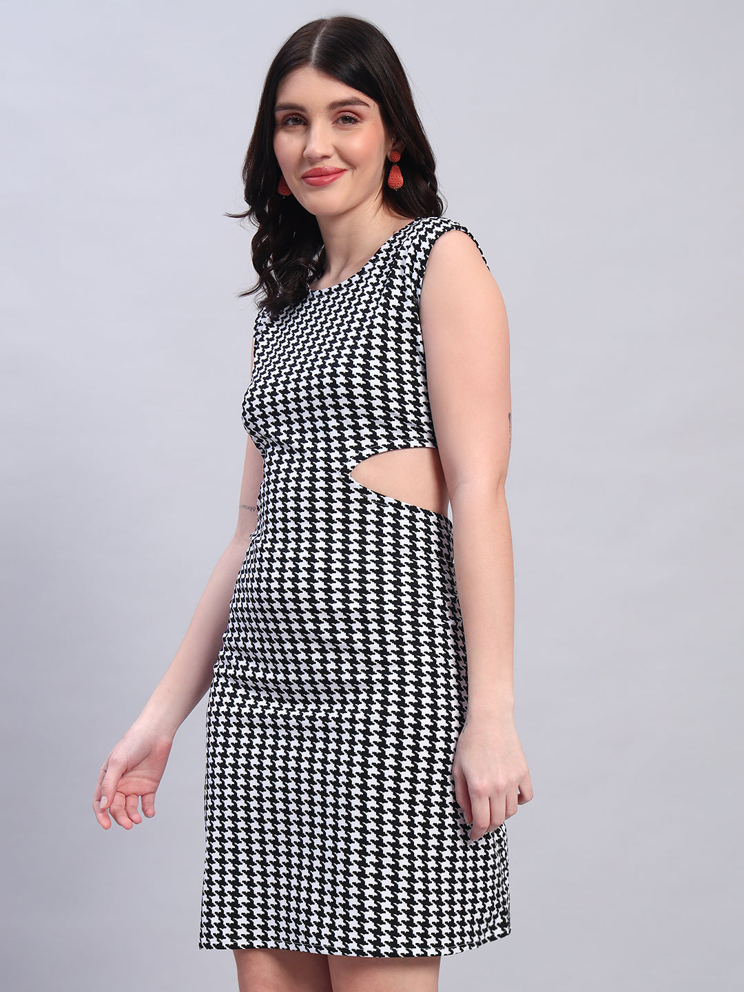 Women Striped Black fited Dress