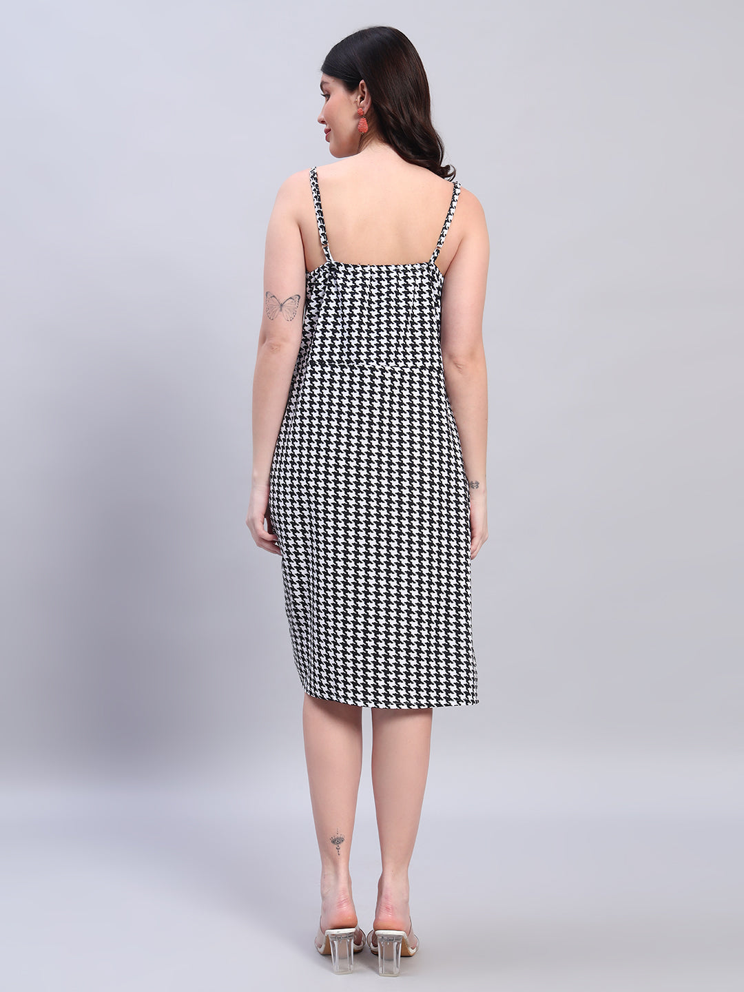 Women Striped Black & White  Bodycon Dress