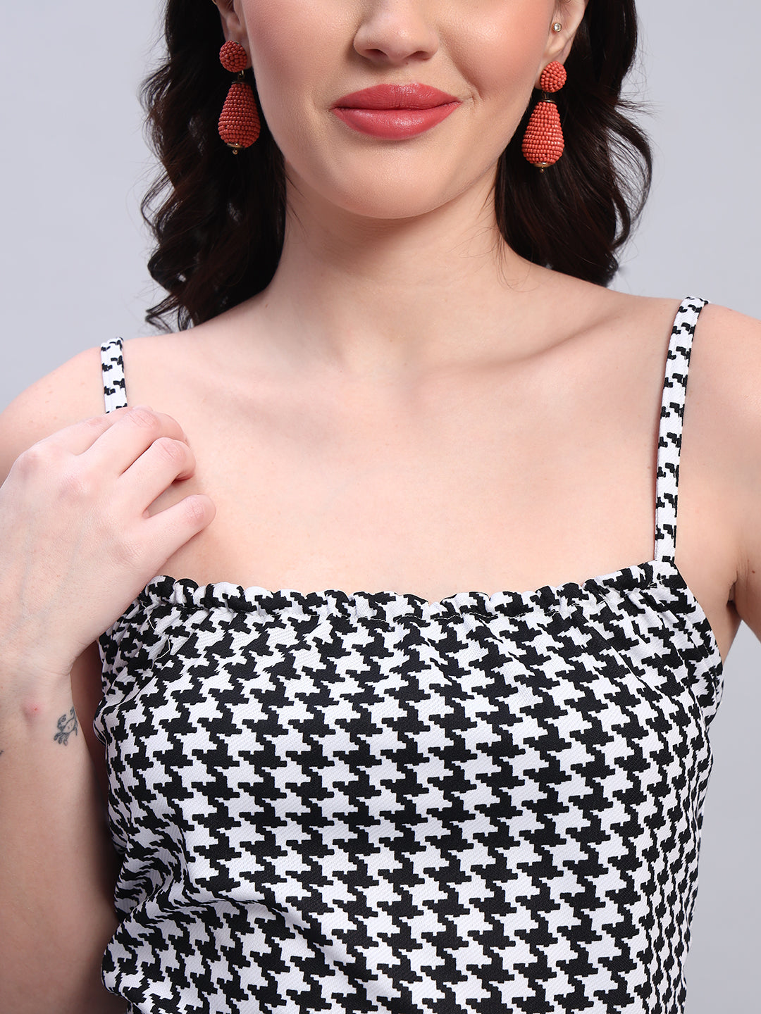 Women Striped Black & White  Bodycon Dress
