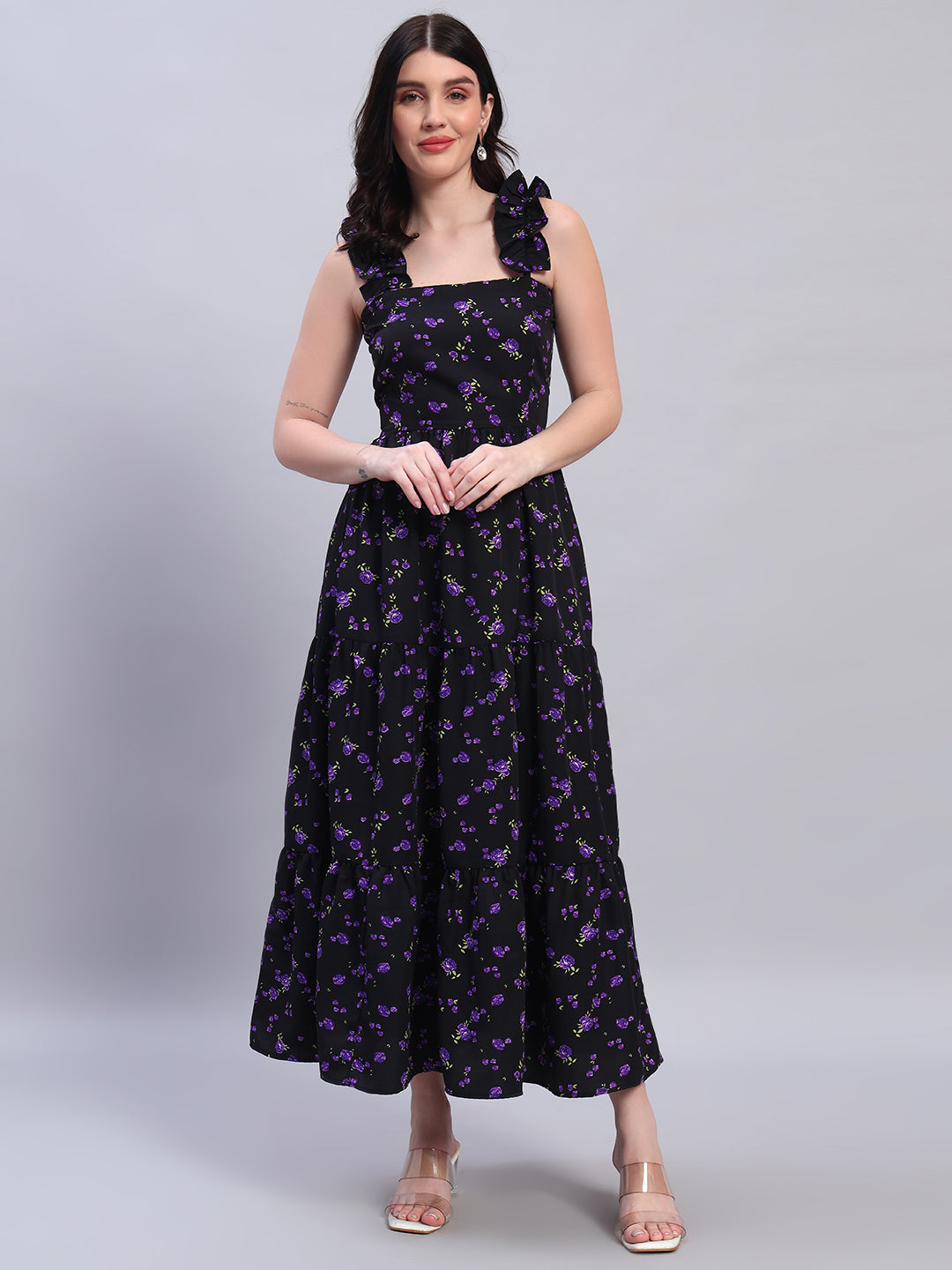 Women Floral Printed Flared Dress