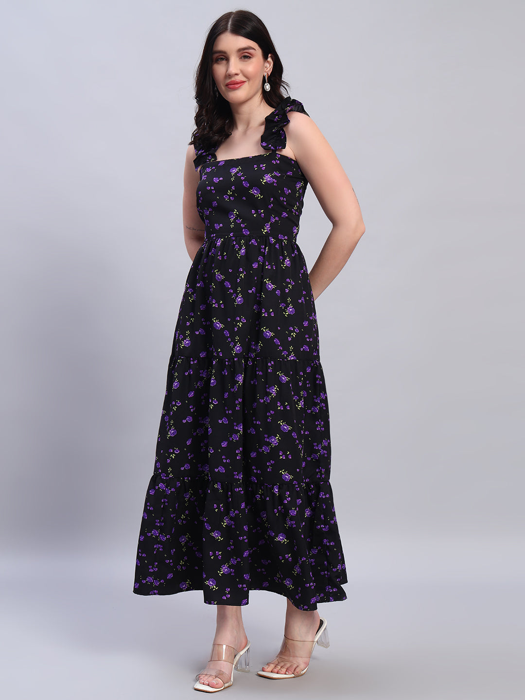 Women Floral Printed Flared Dress