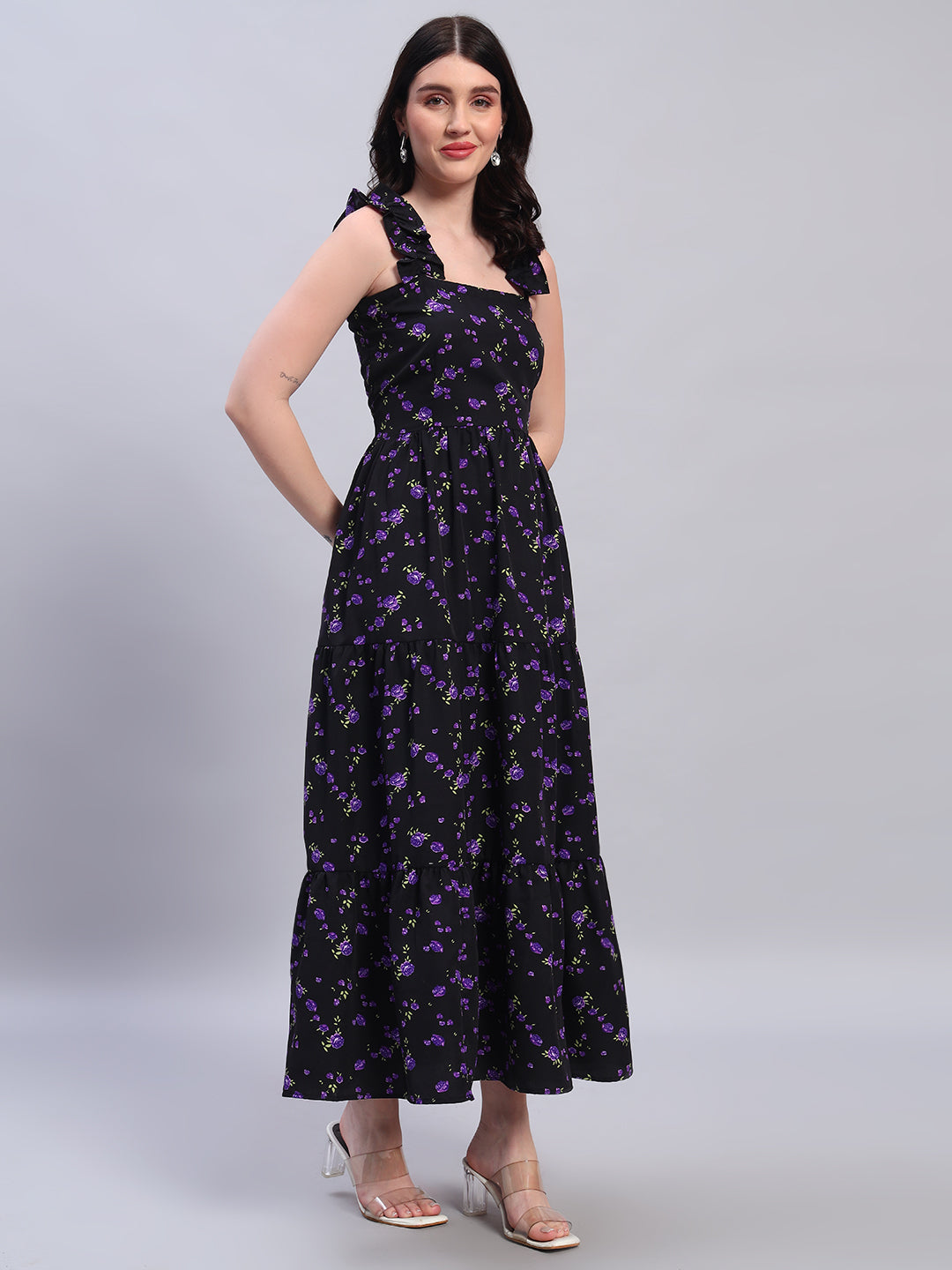 Women Floral Printed Flared Dress
