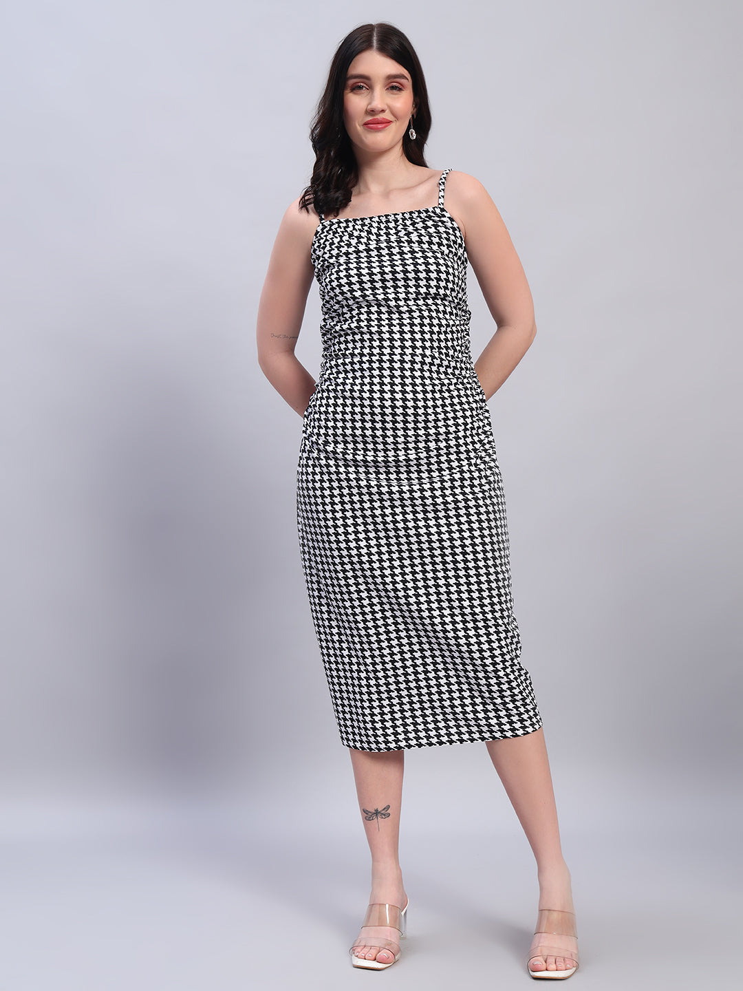 Women Striped Black & White dress