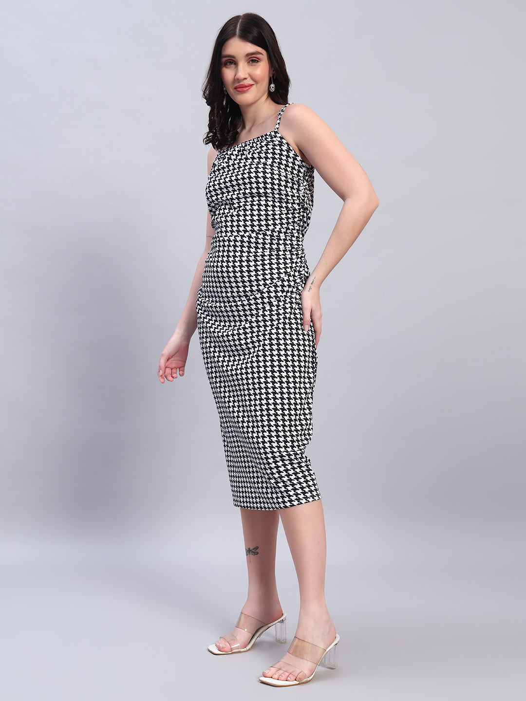 Women Striped Black & White dress