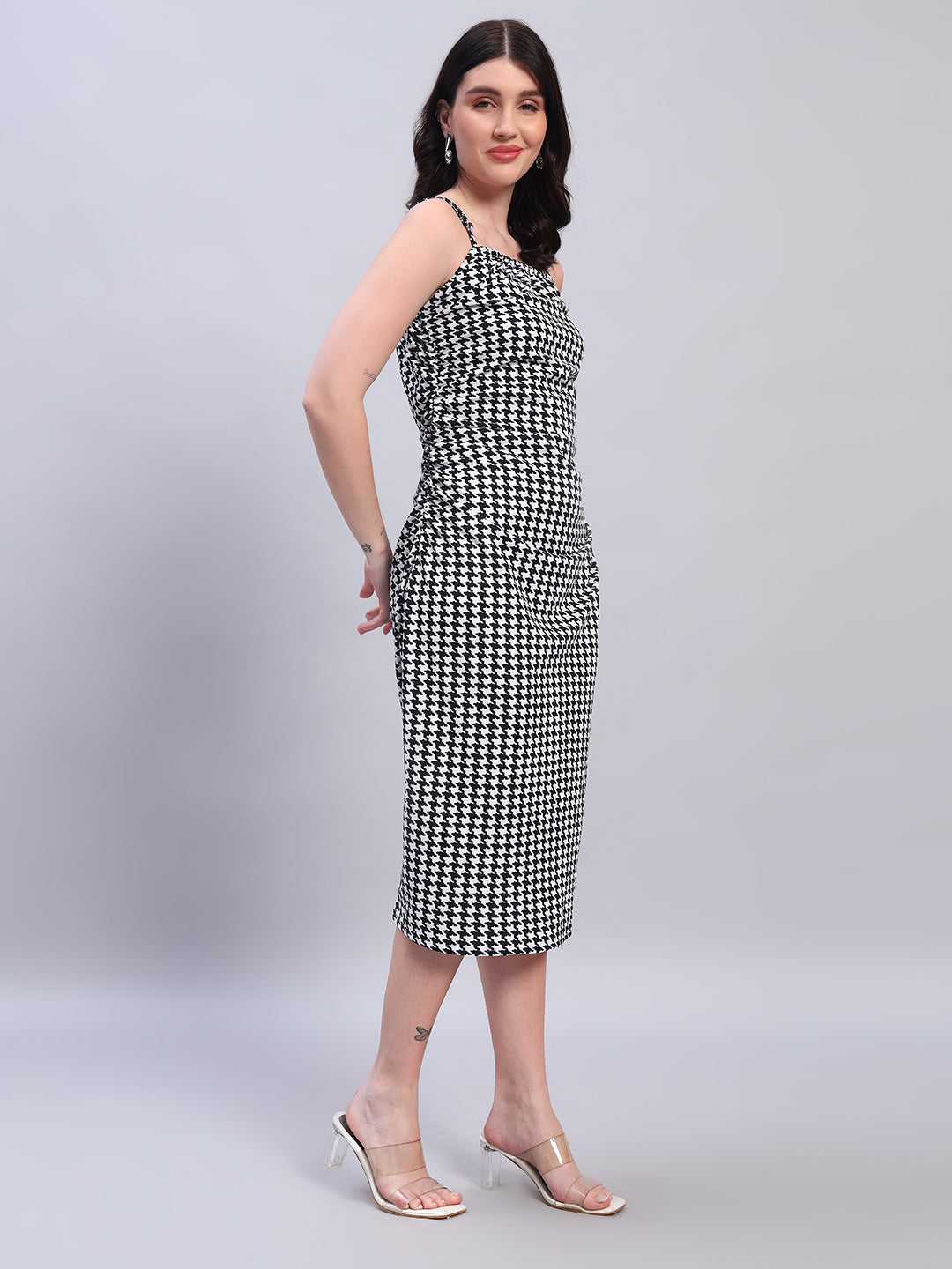 Women Striped Black & White dress