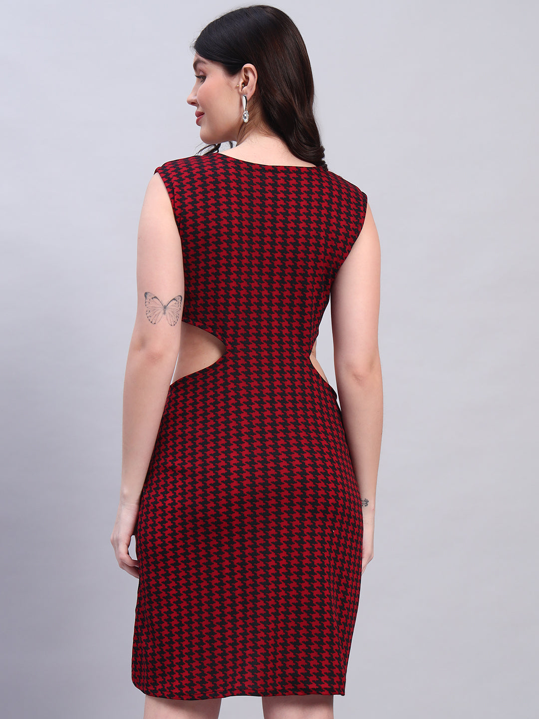 Women Striped Red fited Dress