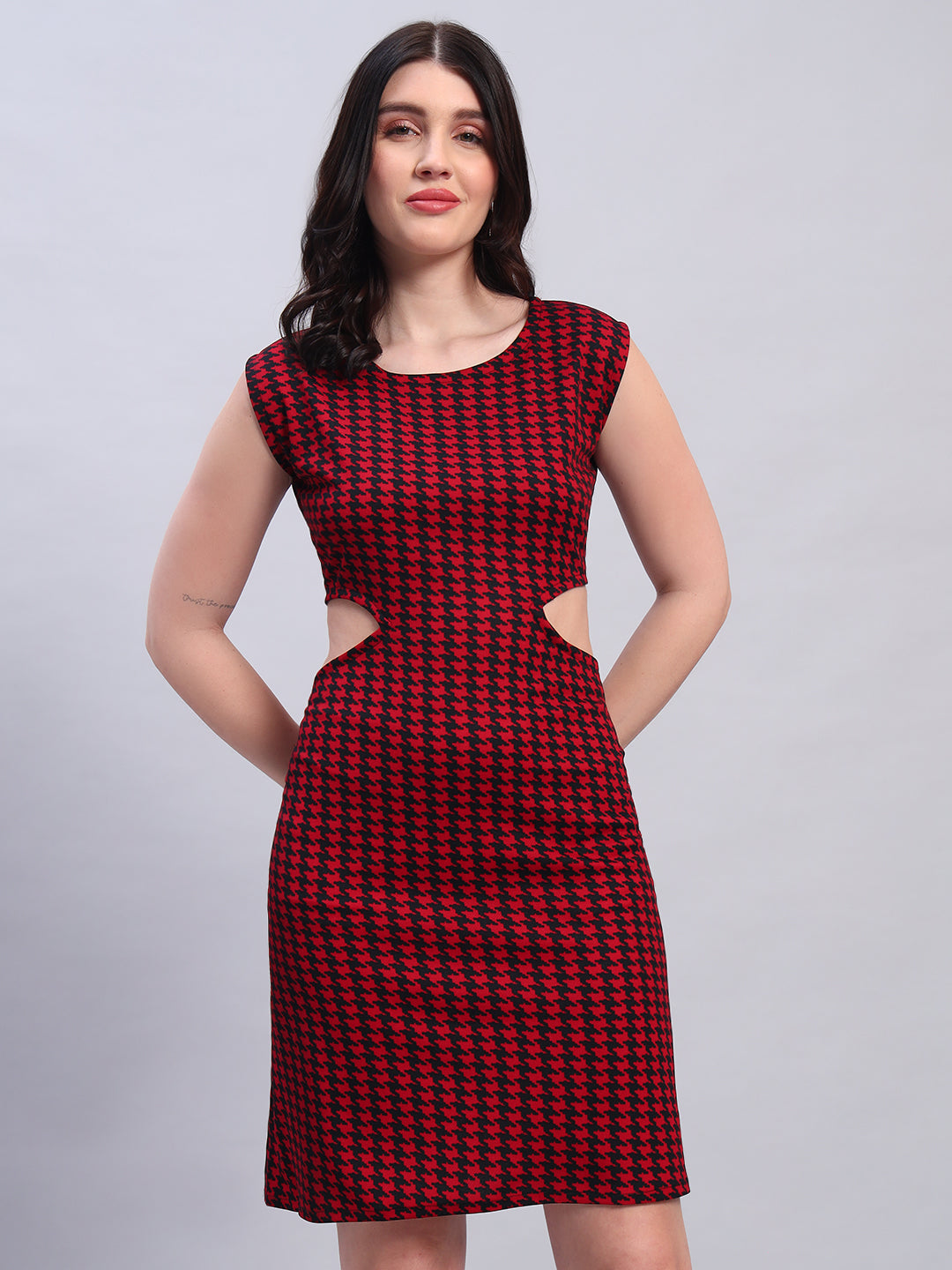 Women Striped Red fited Dress