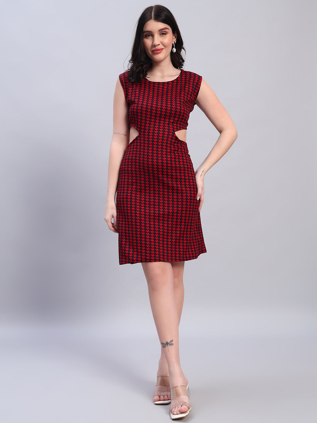 Women Striped Red fited Dress