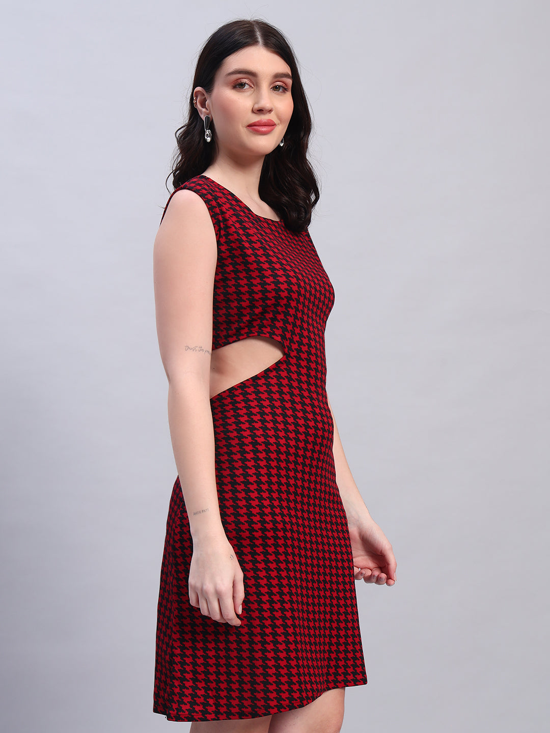 Women Striped Red fited Dress