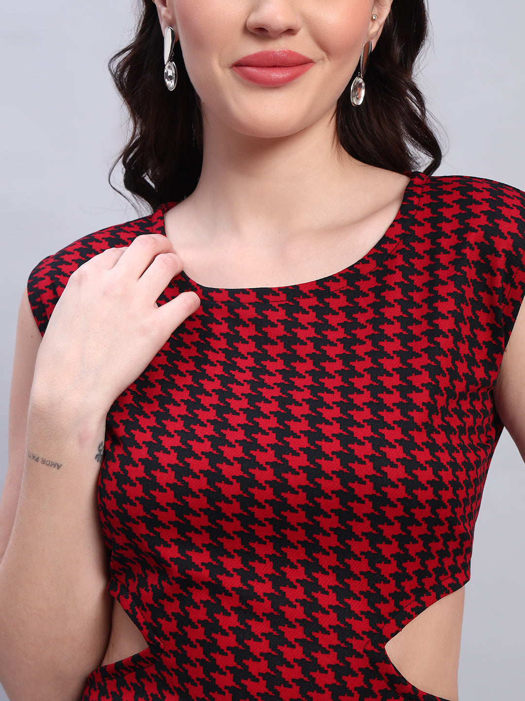 Women Striped Red fited Dress