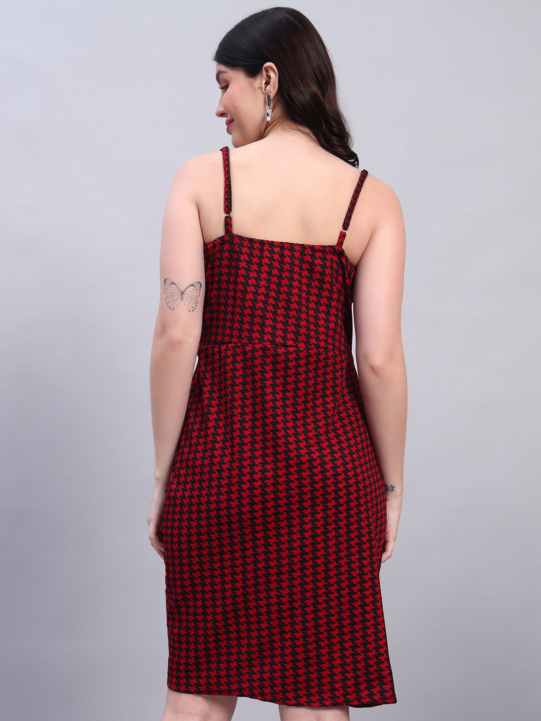 Women Striped Red fited Dress