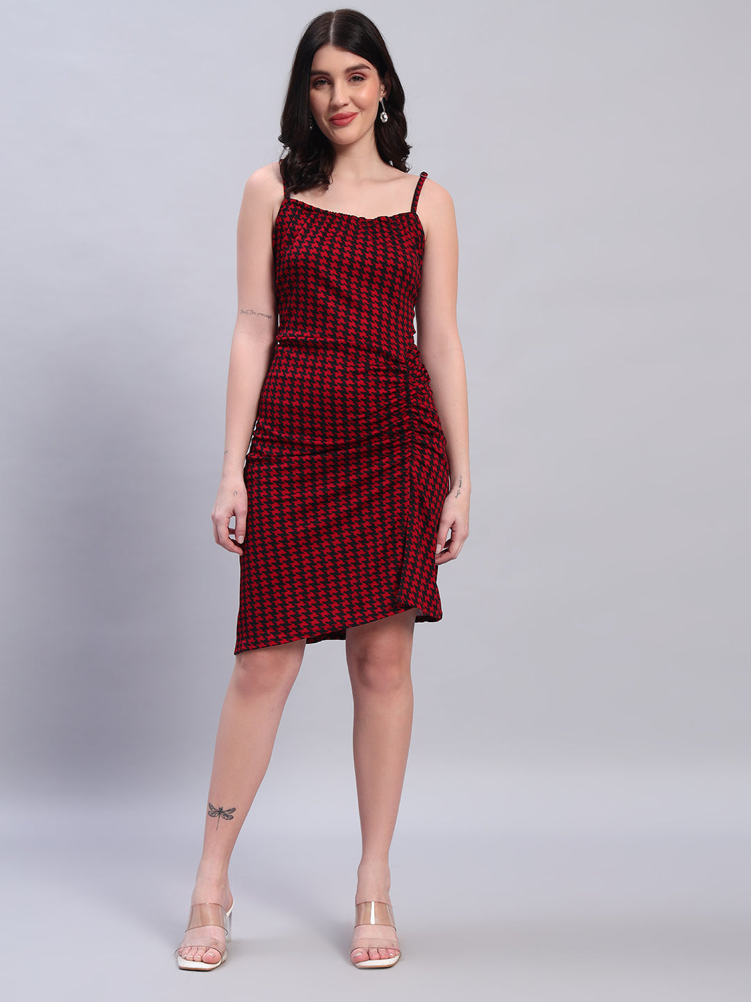 Women Striped Red fited Dress