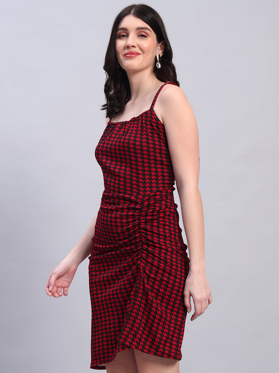 Women Striped Red fited Dress