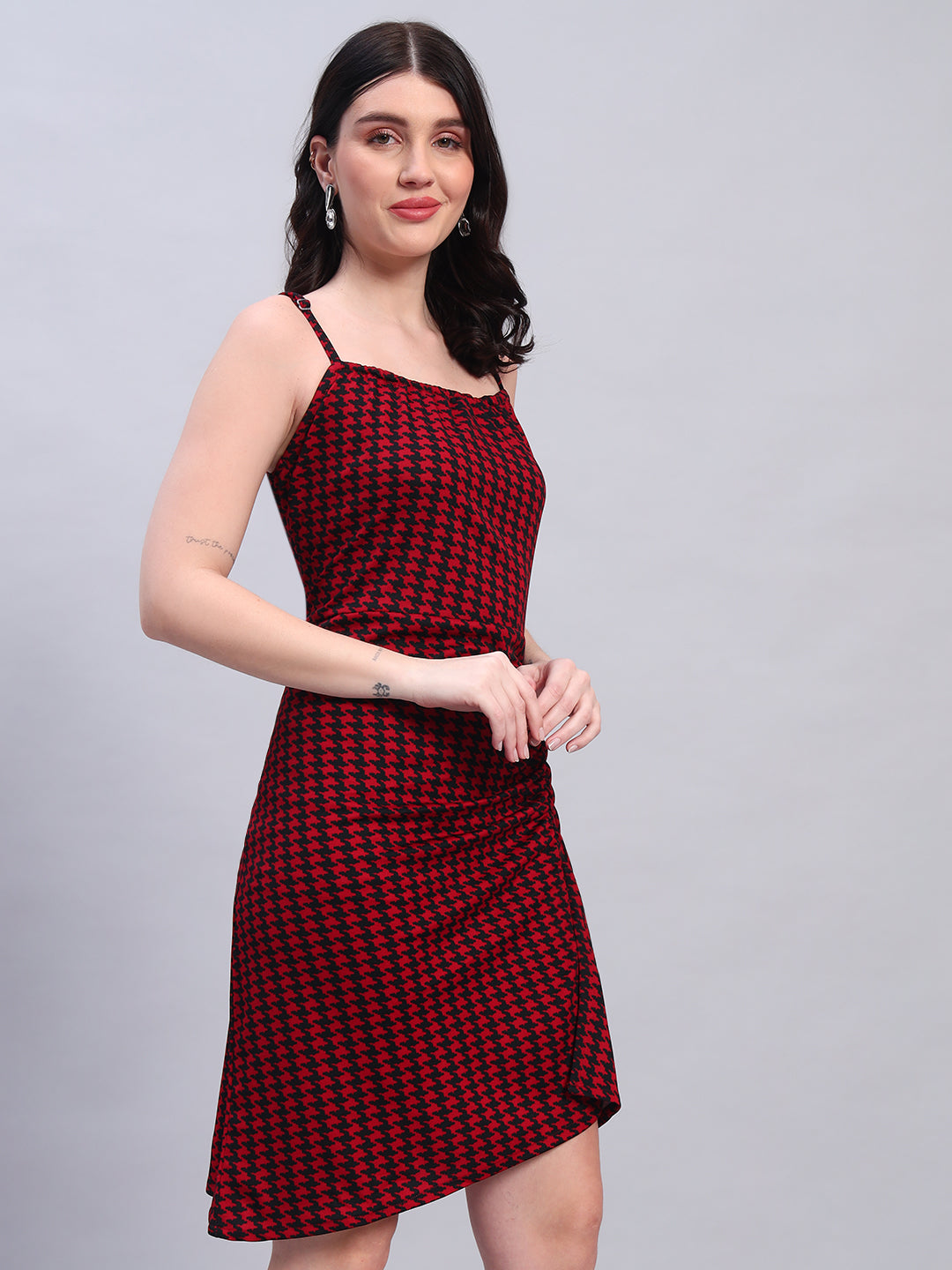 Women Striped Red fited Dress