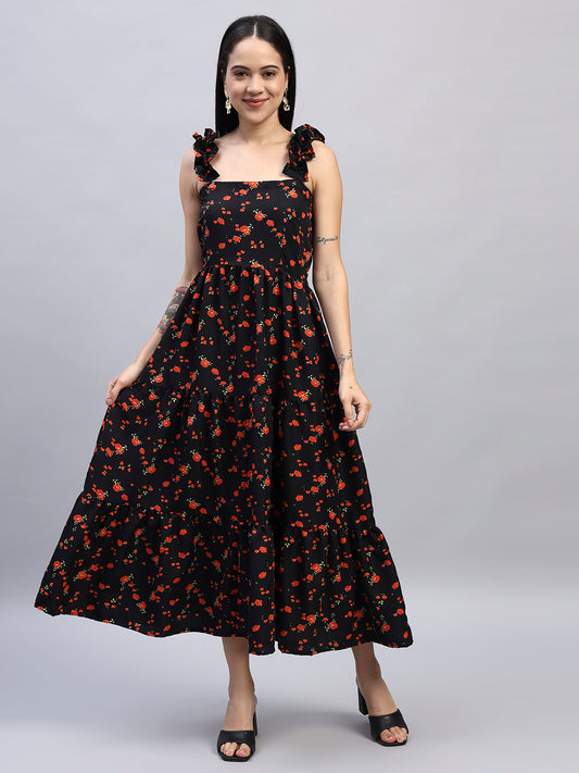 Floral Printed Flared Dress