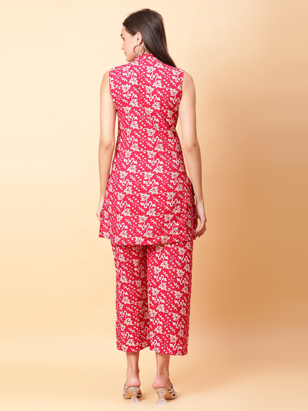 Women Pink Printed Shirt Co-Ords Set