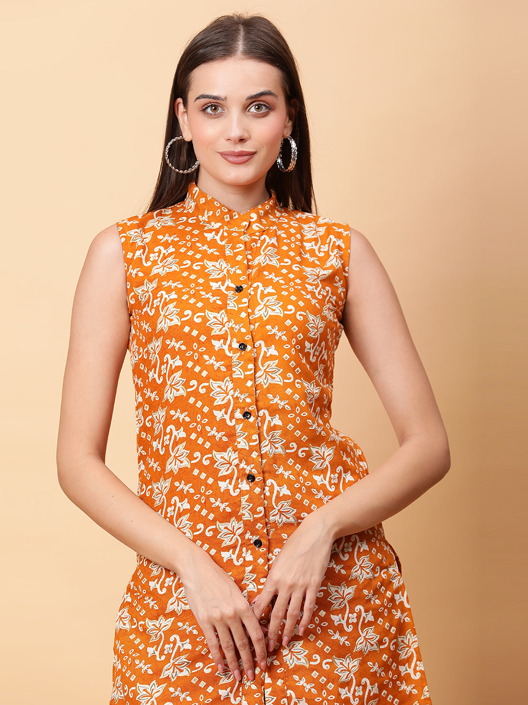 Women Printed Mandarin Collar Co-Ords.