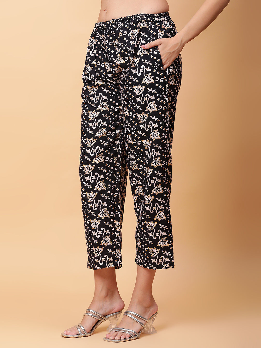 Women Black Printed Shirt Co-Ords Set