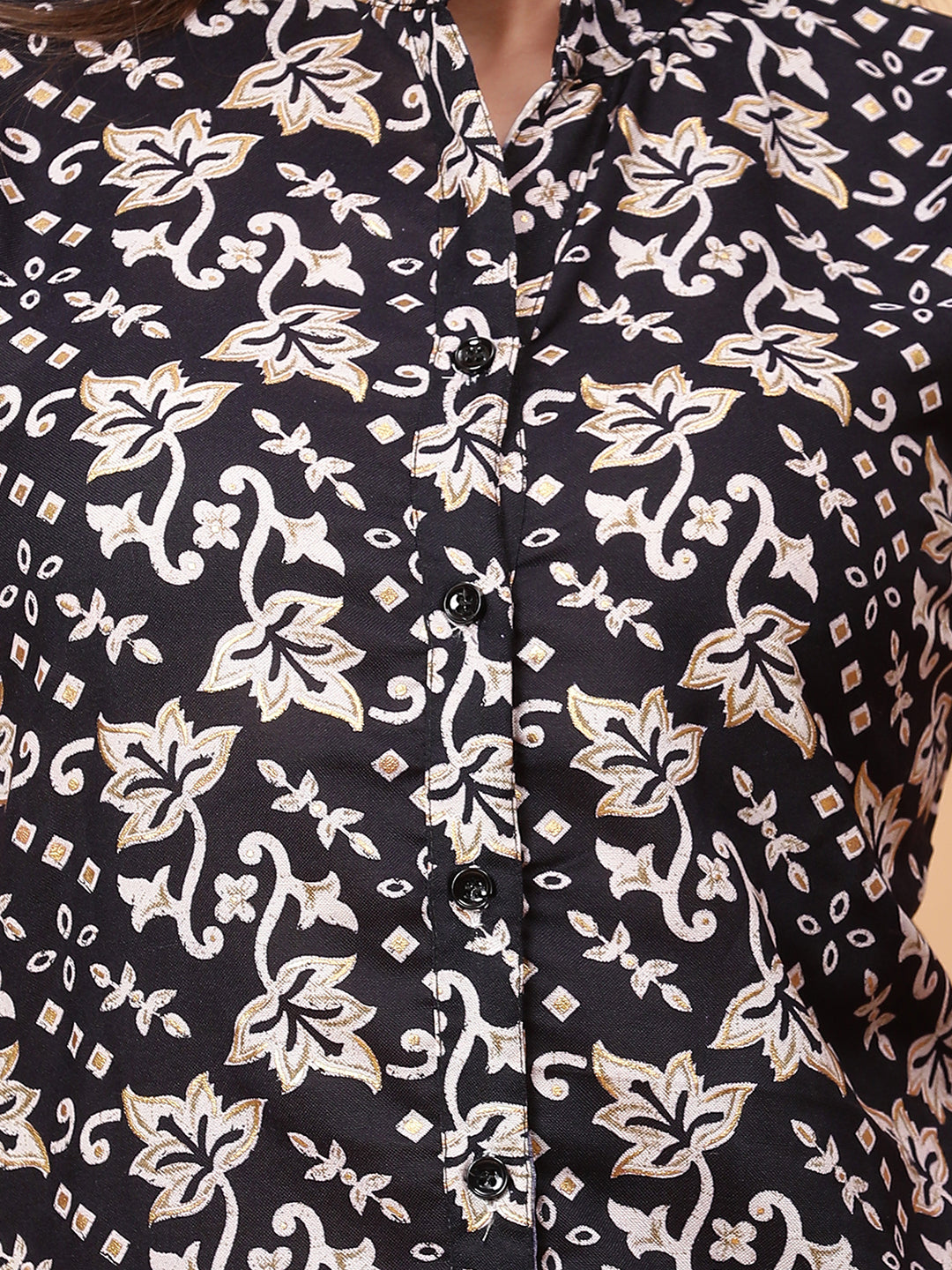 Women Black Printed Shirt Co-Ords Set