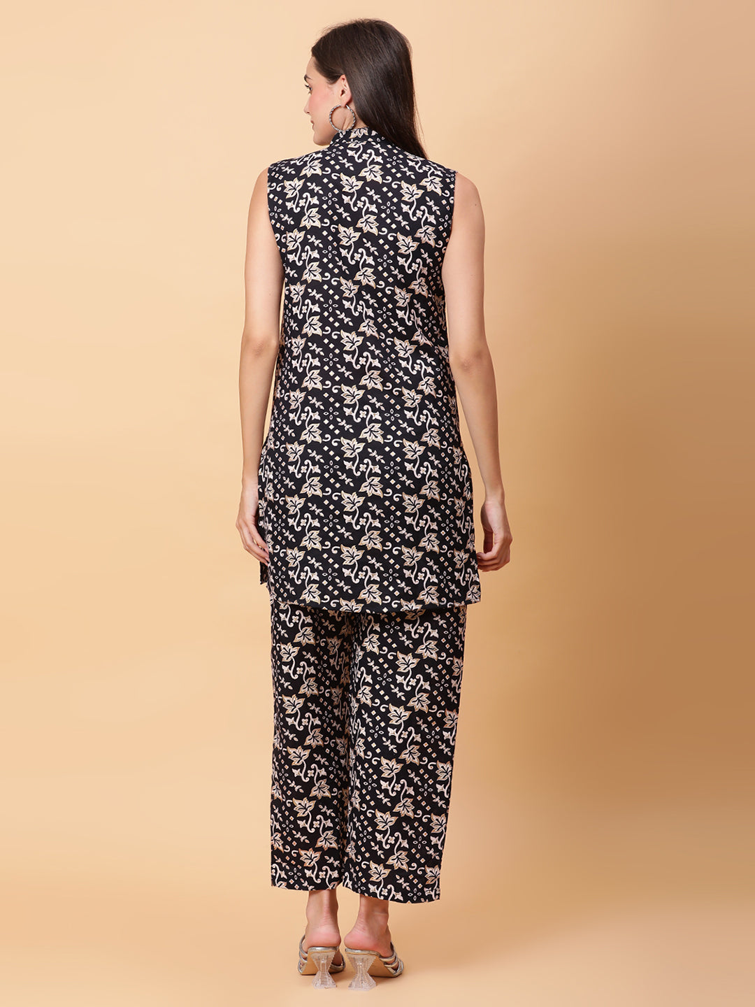 Women Black Printed Shirt Co-Ords Set