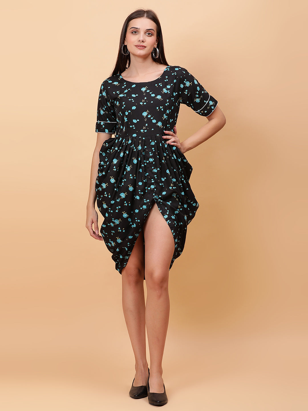 Women Black & Blue Printed Dress