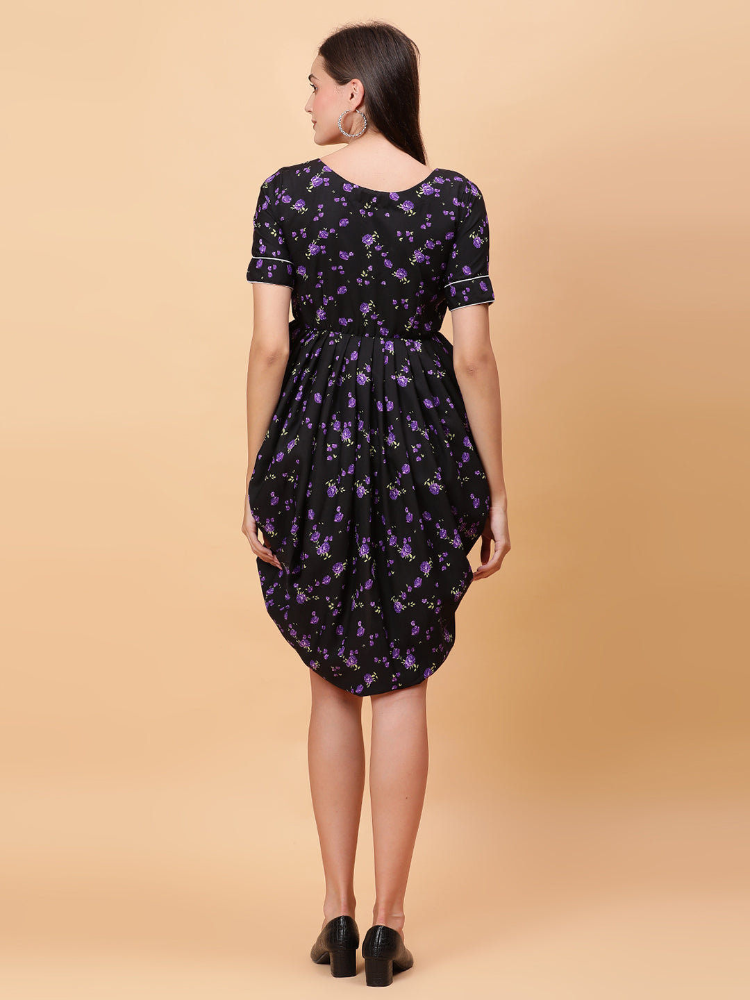 Women Black & Purple Printed Dress