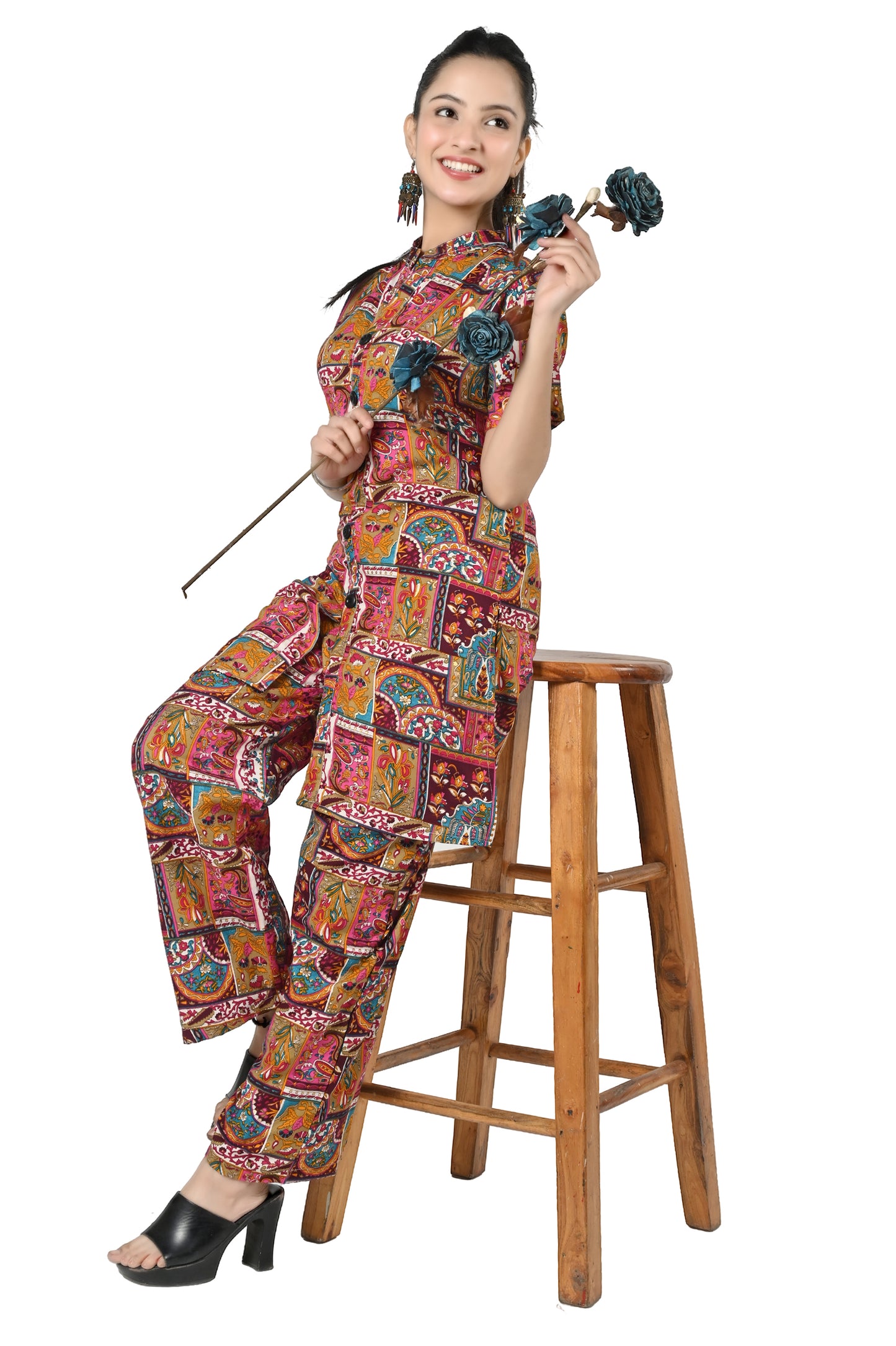 Women Printed Mandarin Co-Ords