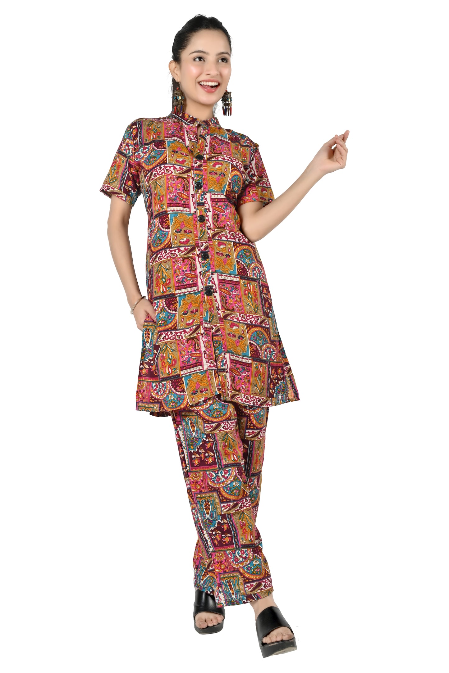 Women Printed Mandarin Co-Ords