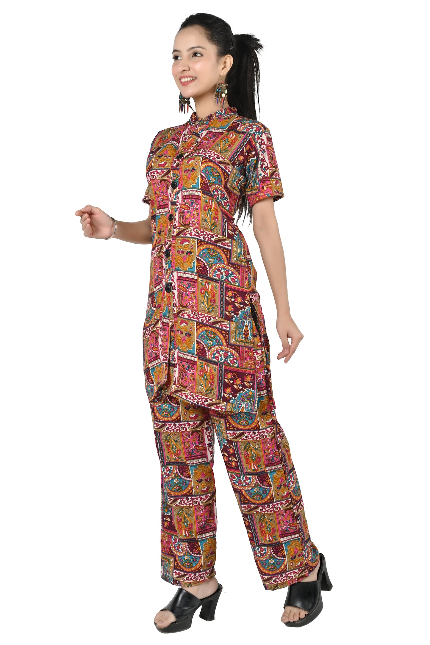 Women Printed Mandarin Co-Ords