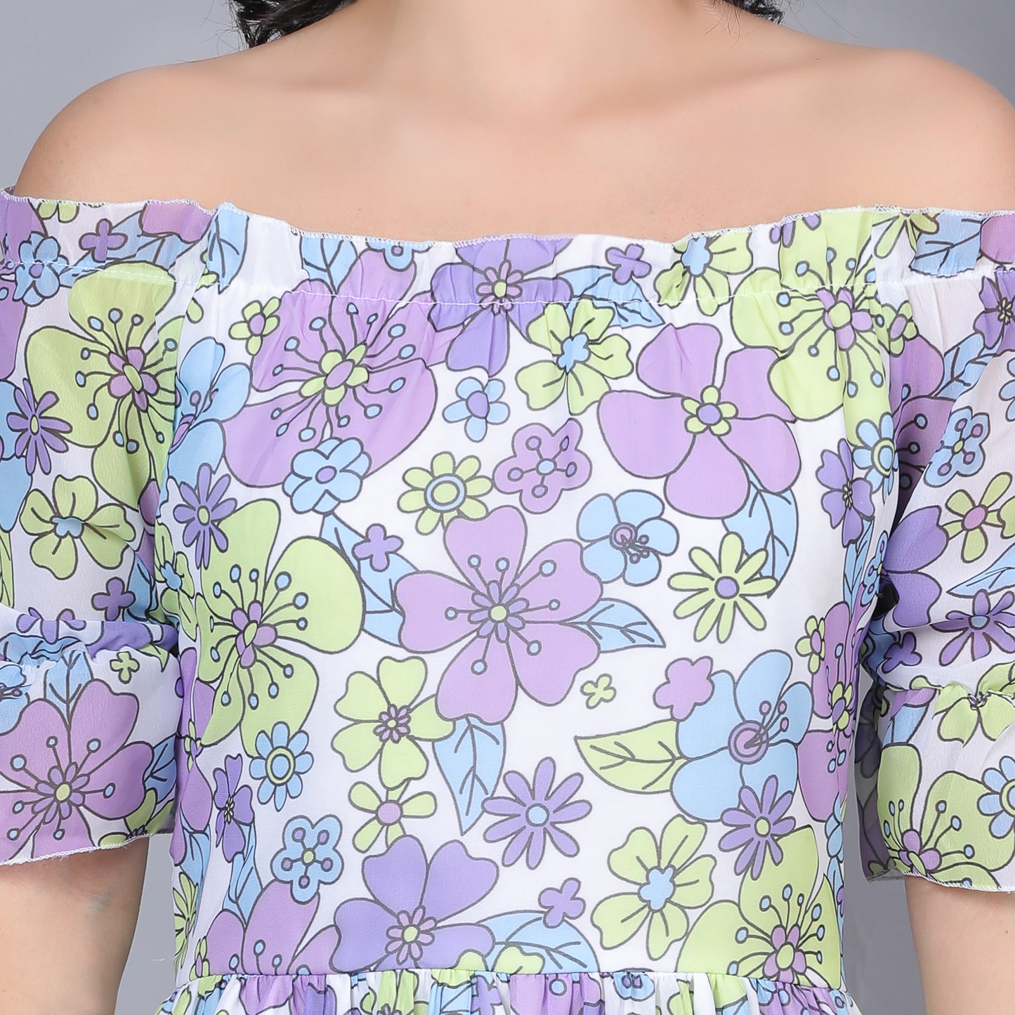 Women Lavender Printed Flared Dress