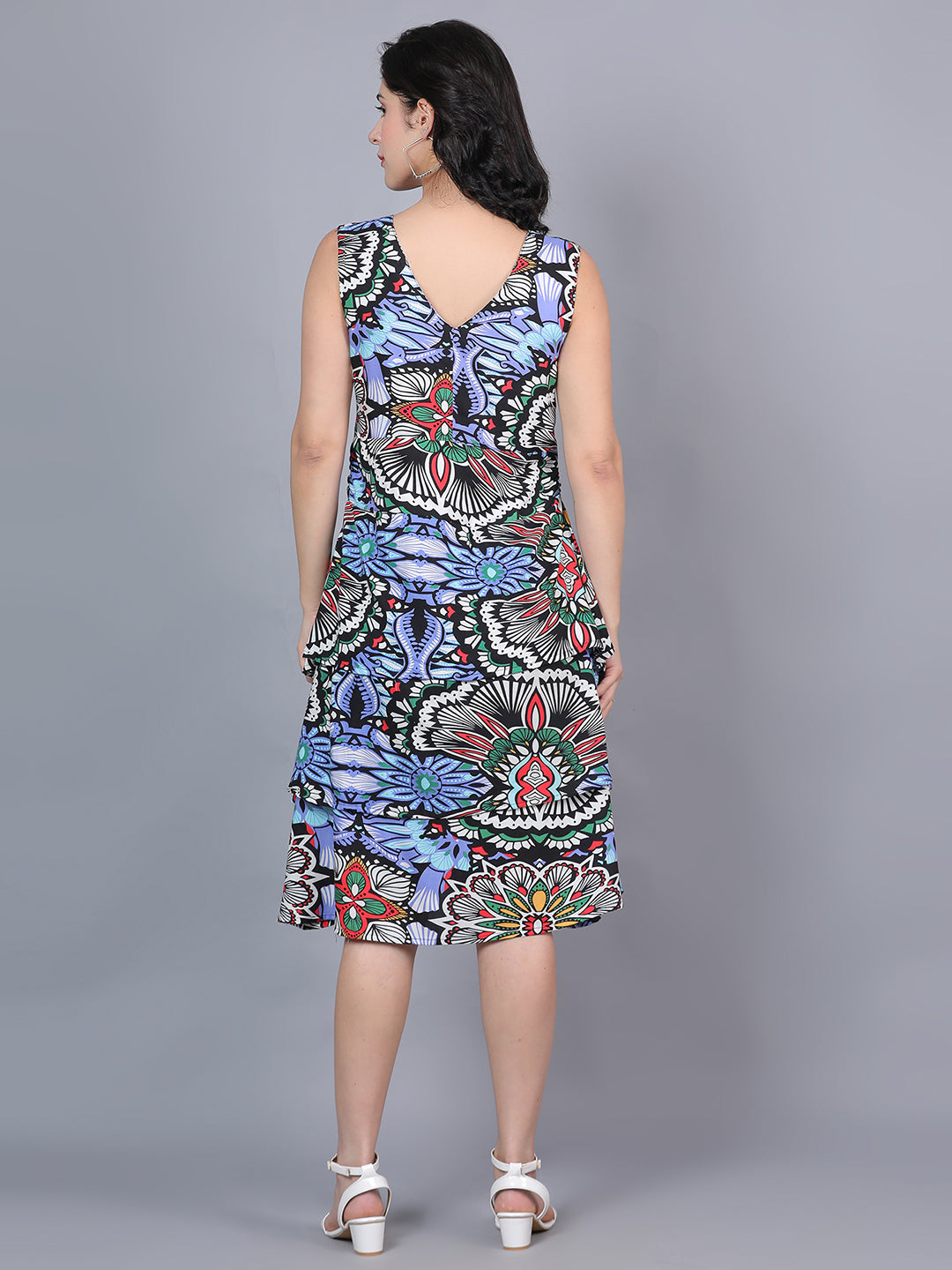 Women Black Geometric & Flare Dress