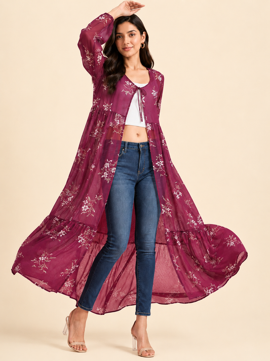 Women Longline Georgette Shrug