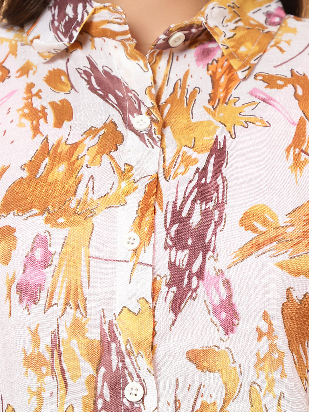 Women Yellow Abstract Printed Shirt Style Co-Ords (Copy)