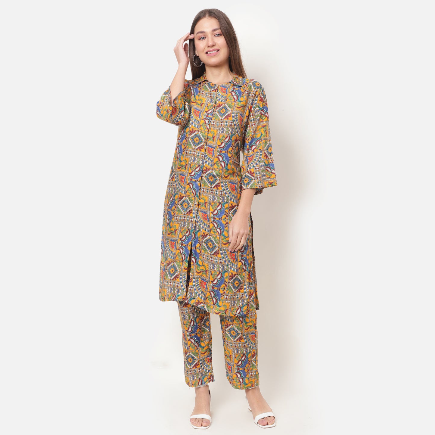 Women Printed Shirt Collar Co-Ords