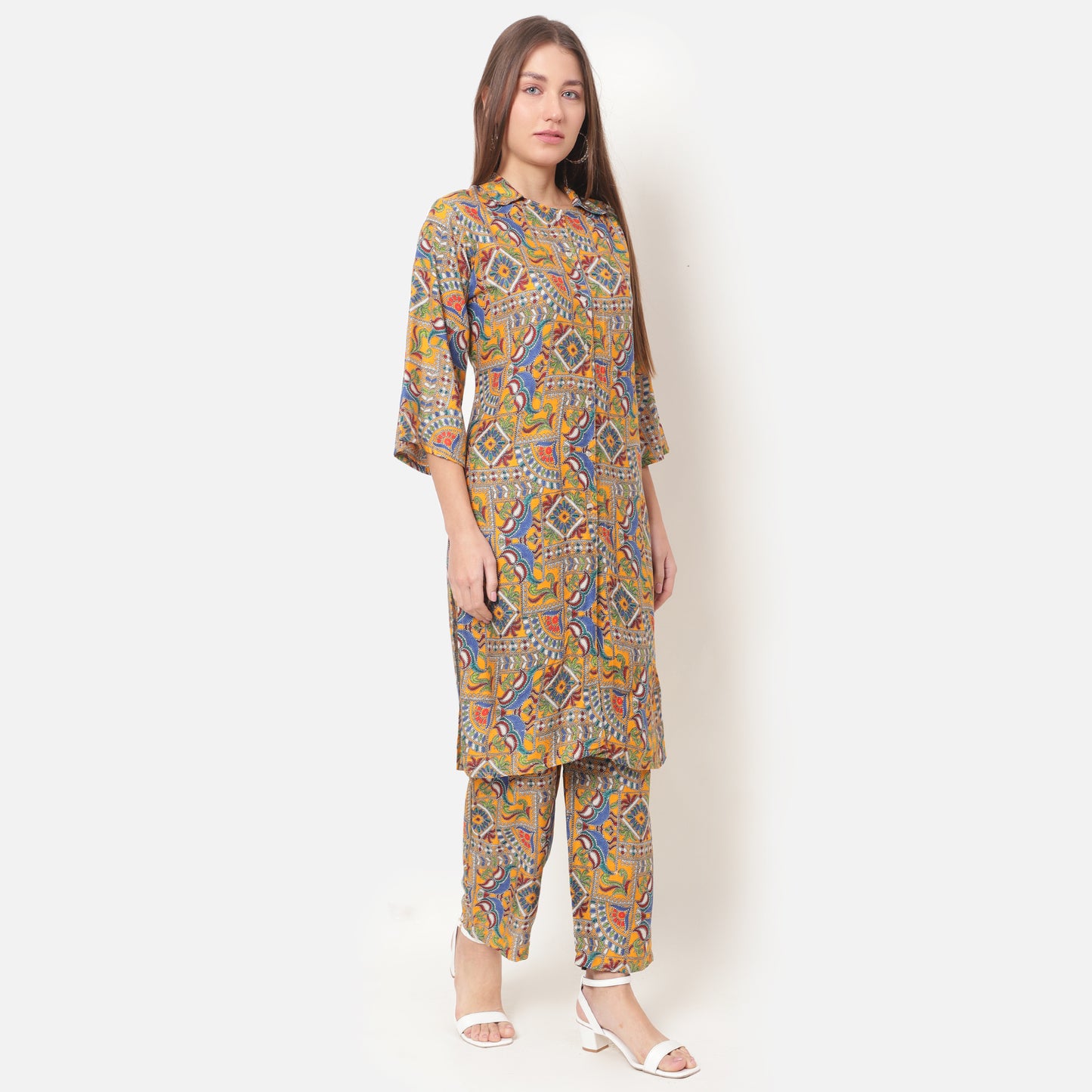 Women Printed Shirt Collar Co-Ords