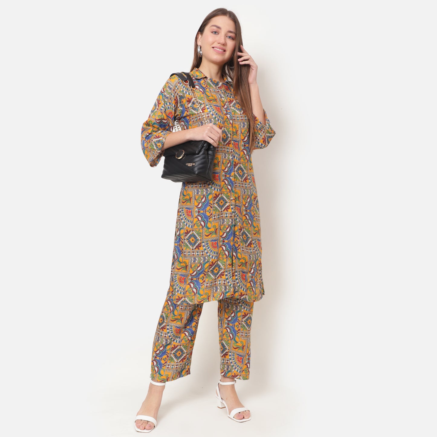Women Printed Shirt Collar Co-Ords