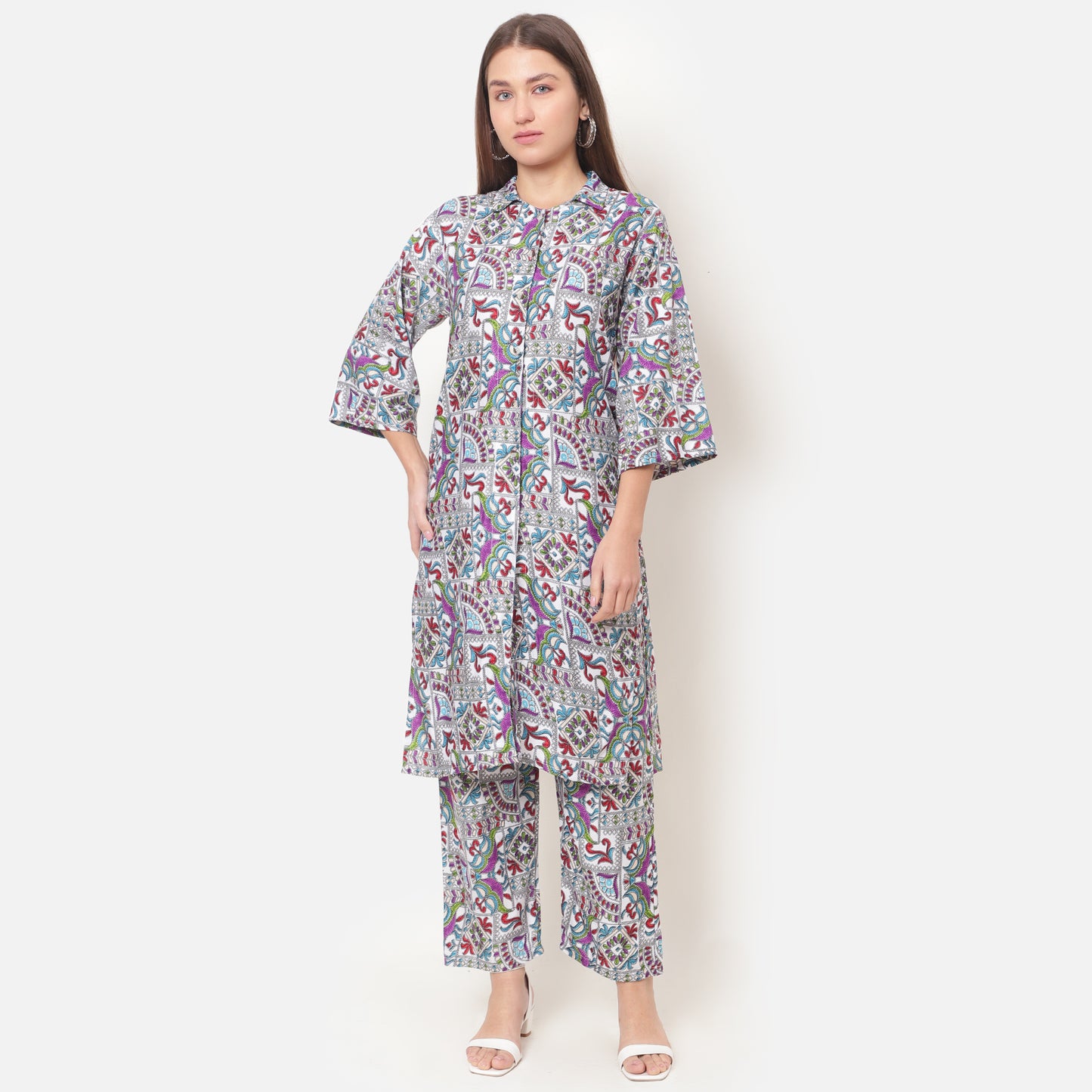 Women Printed Shirt Collar Co-Ords