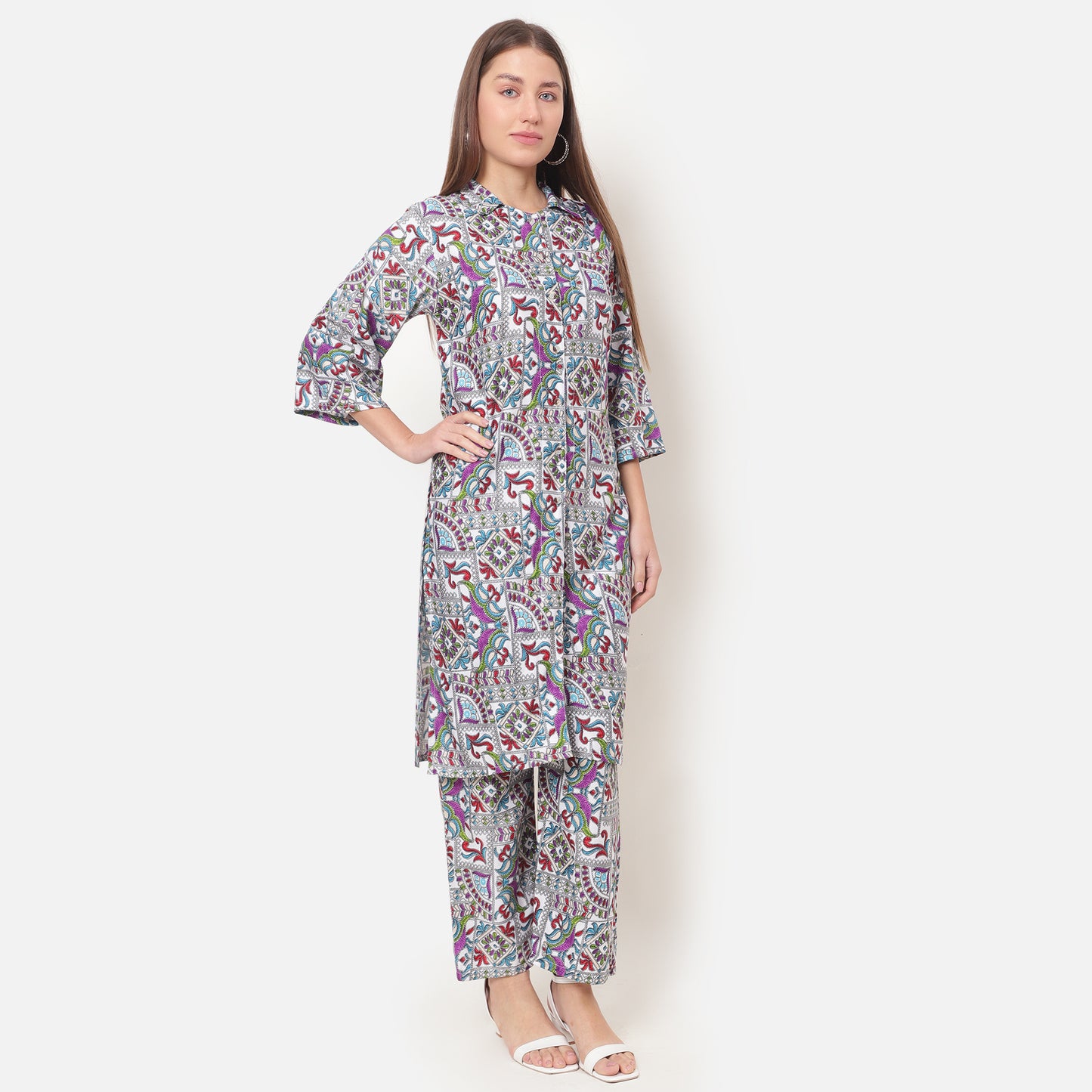 Women Printed Shirt Collar Co-Ords